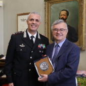 Il colonnello Fabio Federici con Alessandro Barbero Il colonnello Fabio Federici con Alessandro Barbero