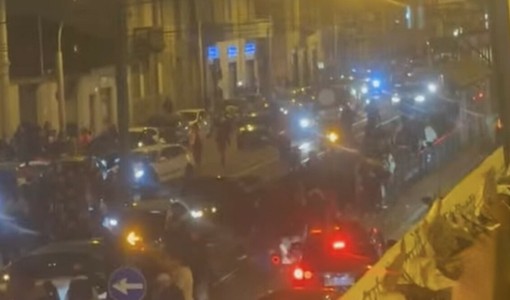 Un momento dei festeggiamenti di ieri sera