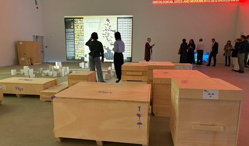 Le casse che contengono i reperti palestinesi conservati dal Mah a Ginevra