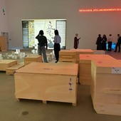 Le casse che contengono i reperti palestinesi conservati dal Mah a Ginevra