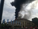 Una immagine dell'incendio in piazza Carlo Felice del 2021 Una immagine dell'incendio in piazza Carlo Felice del 2021