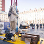 Palazzo Madama, le copie delle quattro statue del Buon Governo posizionate in cima alla facciata