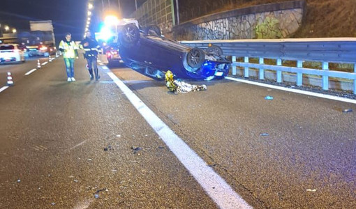 Incidente sull’A5 tra Quincinetto e Ivrea: due mezzi coinvolti, uno si ribalta