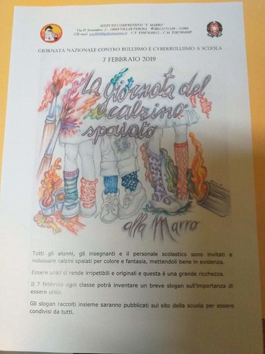 Villar Perosa, un calzino spaiato simbolo della lotta contro bullismo e cyberbullismo