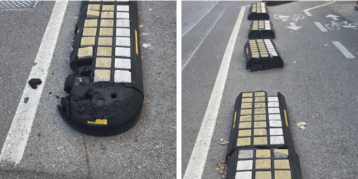 Ciclabili, i separatori in gomma si sgretolano dopo tre anni Ciclabili, i separatori in gomma si sgretolano dopo tre anni