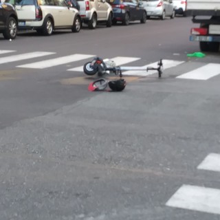 Un monopattino dopo un incidente