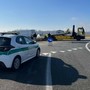 La vettura della Polizia Locale intervenuta sul luogo dell'incidente