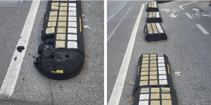 Ciclabili, i separatori in gomma si sgretolano dopo tre anni Ciclabili, i separatori in gomma si sgretolano dopo tre anni
