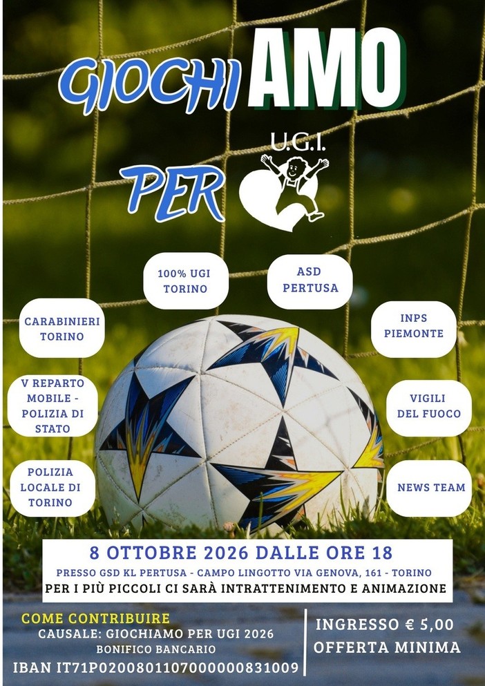 GiochiAMO per UGI, tutti in campo per aiutare i bambini malati di tumore GiochiAMO per UGI, tutti in campo per aiutare i bambini malati di tumore