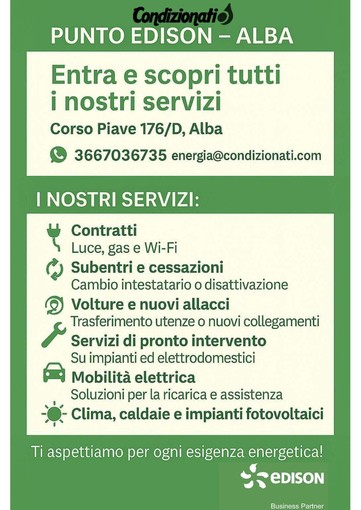 Condizionati Srl di Alba è partner ufficiale di Edison Energia: tutti i vantaggi per privati e aziende