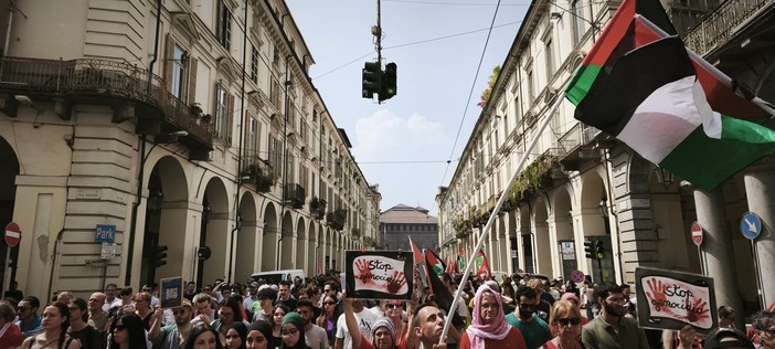 Manifestazione Pro Pal nel centro di Torino