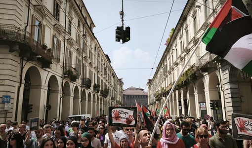Manifestazione Pro Pal nel centro di Torino