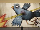 Un piccione viaggiatore trafitto al cuore, il significato del murale di Mr Fijodor Un piccione viaggiatore trafitto al cuore, il significato del murale di Mr Fijodor