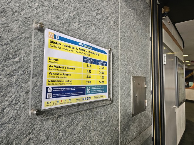 Novità di orario per la metropolitana di Torino