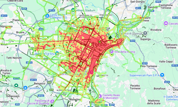 La mappa con i percorsi coperti dai partecipanti