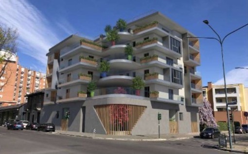 Il rendering del futuro edificio residenziale di corso Rosselli