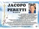 Il necrologio che annuncia i funerali di Jacopo Peretti