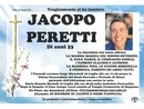 Il necrologio che annuncia i funerali di Jacopo Peretti Il necrologio che annuncia i funerali di Jacopo Peretti