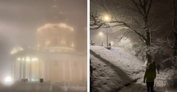 Neve a Superga e alla Maddalena nella notte di Natale