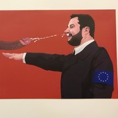 opera che rappresenta Salvini con saluto nazista