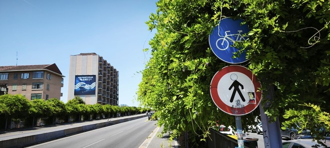 La pista ciclabile di corso Bramante