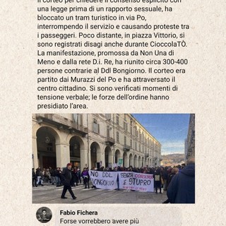 Corteo legge sul consenso, scherno del consigliere di FdI. Conticelli (Pd) all'attacco: "Si dimetta"