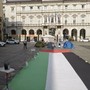 Il genocidio di Gaza davanti al Comune di Torino, con piazza Palestina