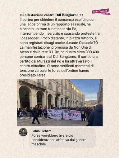 Corteo legge sul consenso, scherno del consigliere di FdI. Conticelli (Pd) all'attacco: "Si dimetta"