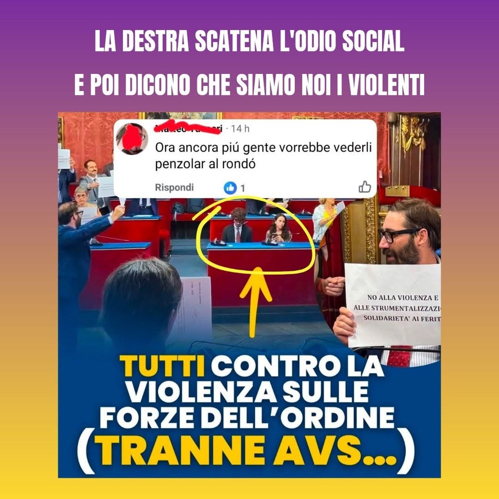 Frase choc sotto il post di Damilano: "Diena e Busconi di AVS dovrebbero penzolar al rondò" Frase choc sotto il post di Damilano: "Diena e Busconi di AVS dovrebbero penzolar al rondò"
