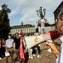 Un momento del presidio organizzato dalla Cgil