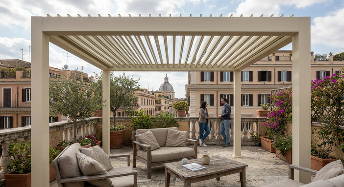 Pergole Roma: comfort bioclimatico Pratic per terrazzi vivi