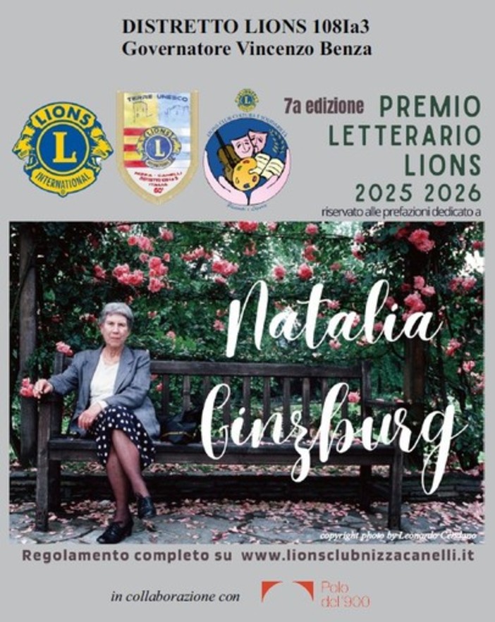 Domani 19 maggio presentazione del Premio Letterario Lions 2025 dedicato a Natalia Ginzburg