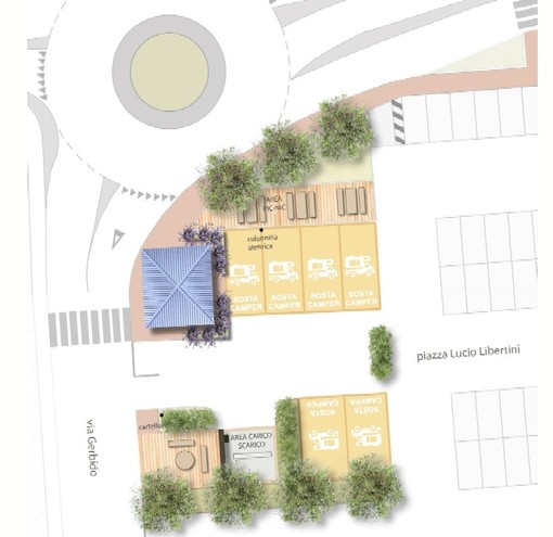 Il progetto per la nuova area camper di piazza Libertini