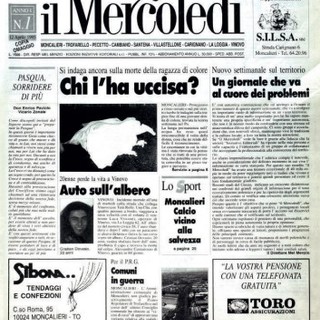 La prima copertina de Il Mercoledì di Moncalieri uscita 30 anni fa