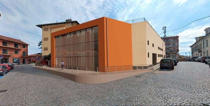 Un rendering di quello che sarà il rinnovato teatro Matteotti