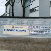 Scritta offensiva sui muri della nuova sede dei Civich a Mirafiori Scritta offensiva sui muri della nuova sede dei Civich a Mirafiori