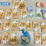 I soldi e la droga sequestrati dalla Polizia