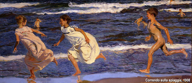 Correndo sulla spiaggia, Valencia - Joaquín Sorolla 1908 - Olio su tela - Museo de Bellas Artes de Asturias