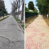Via general Perotti a Beinasco, prima e dopo gli interventi
