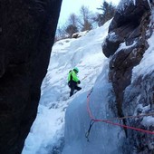 L'intervento effettuato  sulla cascata di ghiaccio Bellagarda, sopra Ceresole