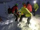 Intervento sulla neve da parte del soccorso alpino