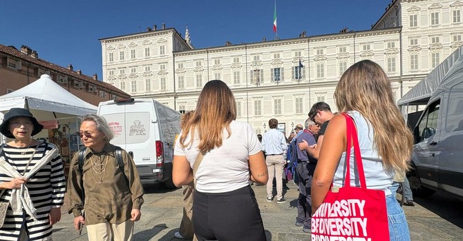 Una immagine di Terra Madre 2026 nel centro di Torino Una immagine di Terra Madre 2026 nel centro di Torino