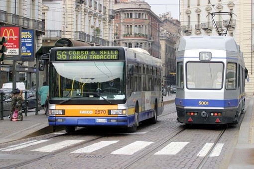 Bius e tram in centro a Torino