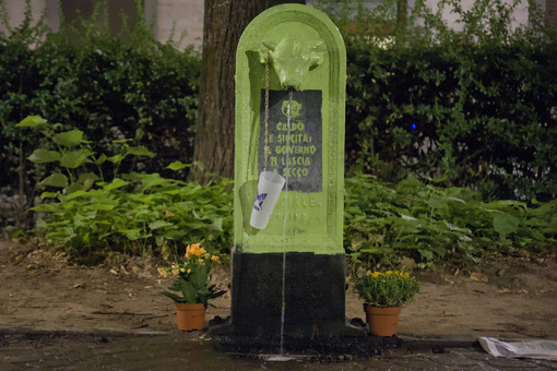 Extinction Rebellion dipinge di verde fluo un Toret a Torino