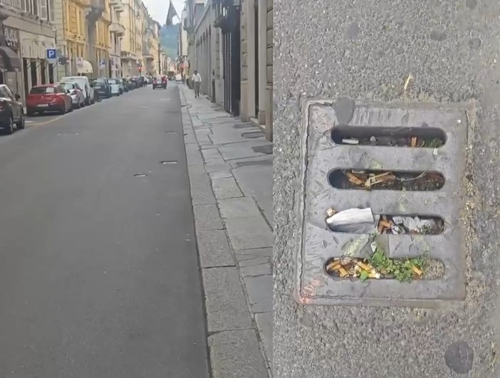 Tombini &quot;cementati&quot; durante la riasfaltatura, la via del centro si allaga con le piogge