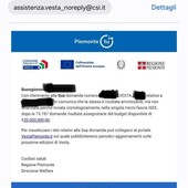 Il messaggio arrivato ad alcune famiglie piemontesi Il messaggio arrivato ad alcune famiglie piemontesi