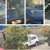 I danni registrati dalle vetture parcheggiate nella zona