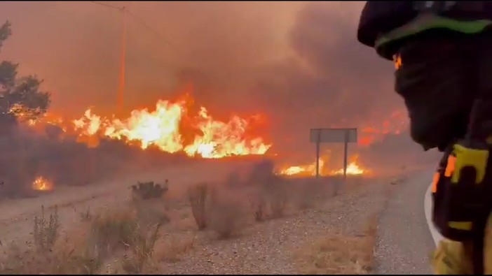Incendio devastante in Andalusia, i vigili del fuoco cercano di domare le fiamme