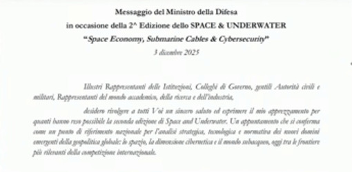Crosetto: &quot;Fondali marini e spazio orbitale nuovi snodi essenziali per sicurezza&quot;