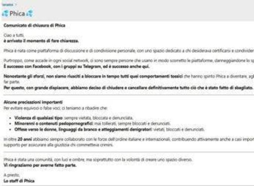 Chiude forum sessista 'Phica': &quot;Non siamo riusciti a bloccare comportamenti tossici&quot;